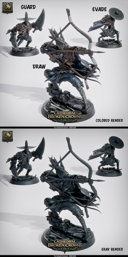 Rescaled Cathedral Huntsman miniature from Tattles Told 3D, featuring detailed sculpt of a gothic cathedral-themed figure for D&D.