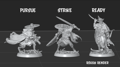 Detailed image of the Cathedral Huntsman miniature from Tattles Told 3D, a rescaled D&D TTRPG mini with intricate gothic design.