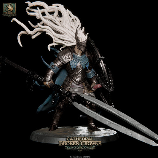 Black resin D&D miniature of the Broken Crown from Cathedral of Broken Crowns by Tattles Told 3D, showcasing detailed architecture.