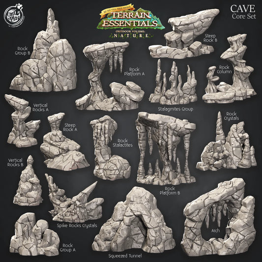 Cave Terrain Set | TTRPG Scatter Diorama Dollhouse Miniature | Terrain Essentials