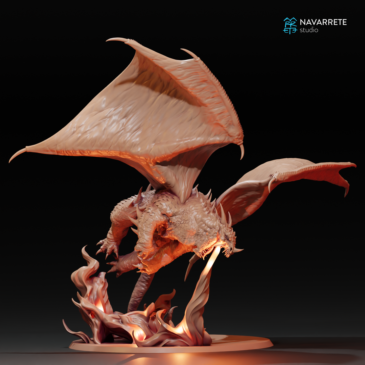 Tattles Told 3D Cave Dragon miniature from Navarrete Studio, featuring a detailed dragon figure in a new pose for tabletop gaming.