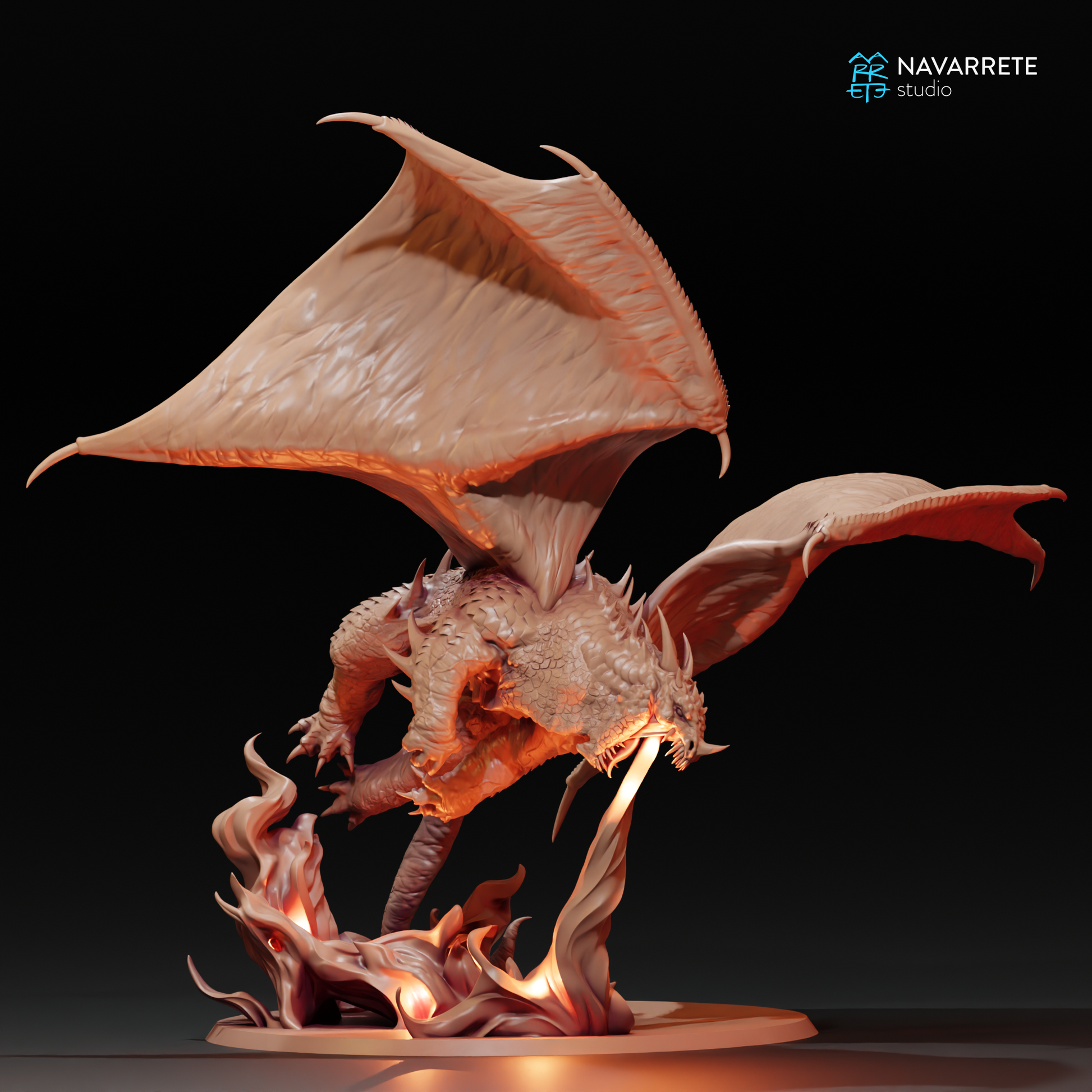 Tattles Told 3D Cave Dragon miniature from Navarrete Studio, featuring a detailed dragon figure in a new pose for tabletop gaming.