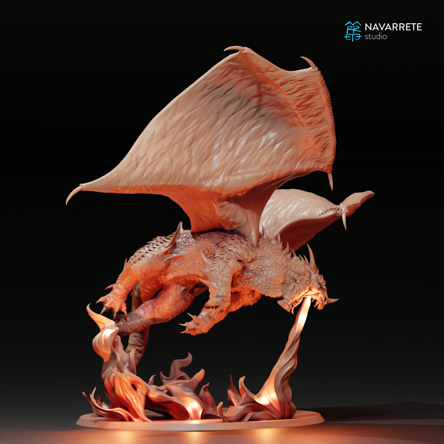 Tattles Told 3D Cave Dragon tabletop gaming miniature by Navarrete Studio, detailed dragon figure in new pose