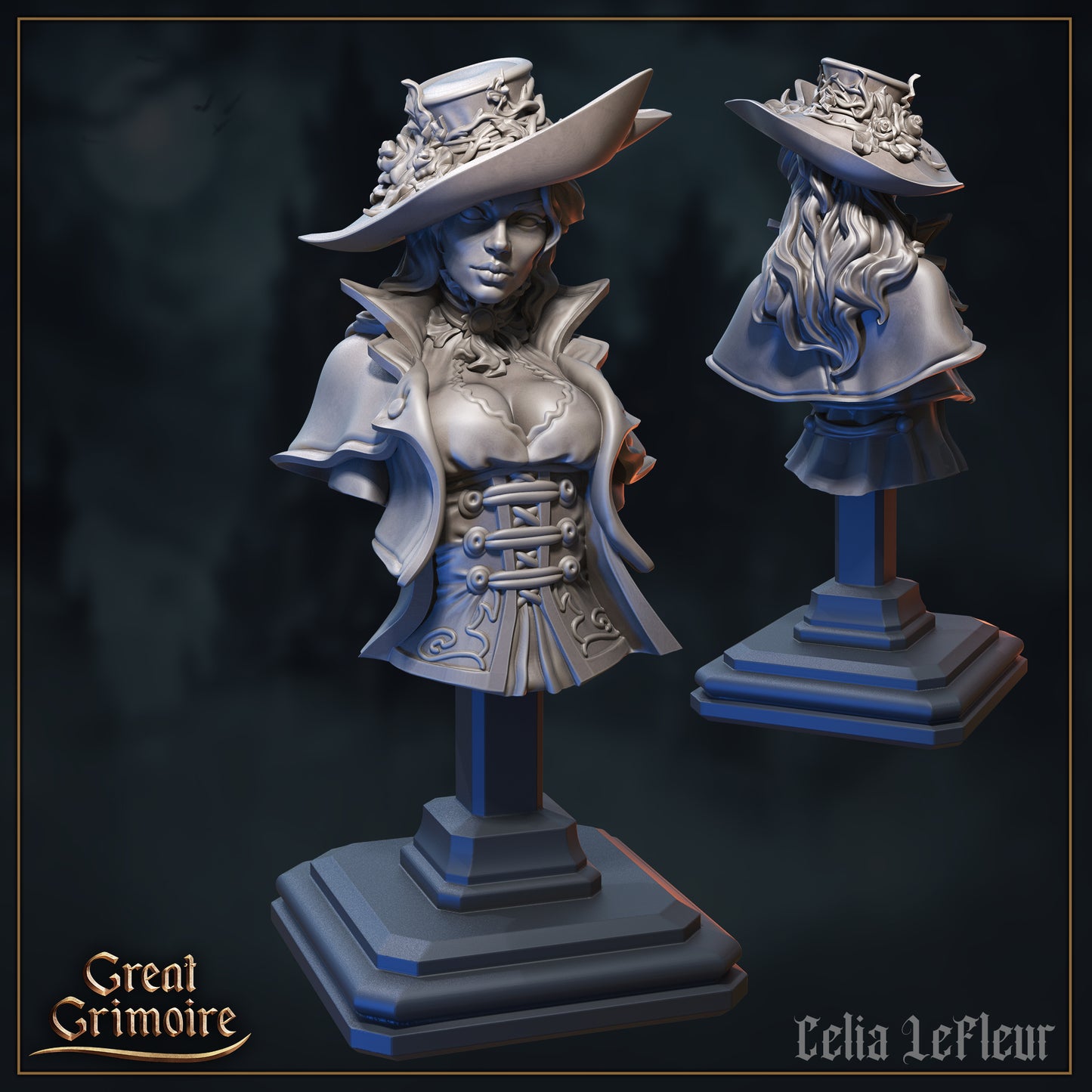 Celia LeFleur, Monster Hunter with Dogs | Cursed in Stone | D&D Tabletop Miniature | Great Grimoire