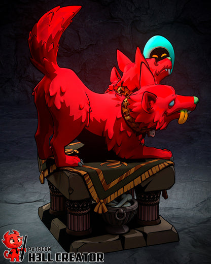 Cerberus Scritches resin garage kit figure by Tattles Told 3D, featuring a detailed three-headed dog from the game fan art.
