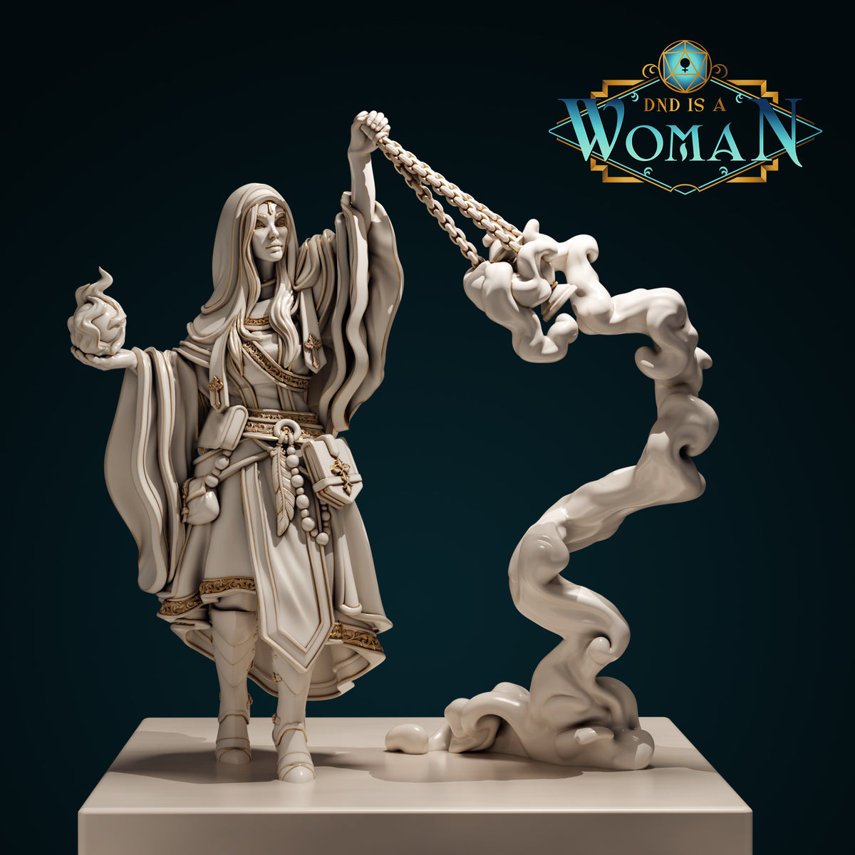 Changeling Cleric Rin | D&D TTRPG Miniature | DnD Is A Woman | NO BASE