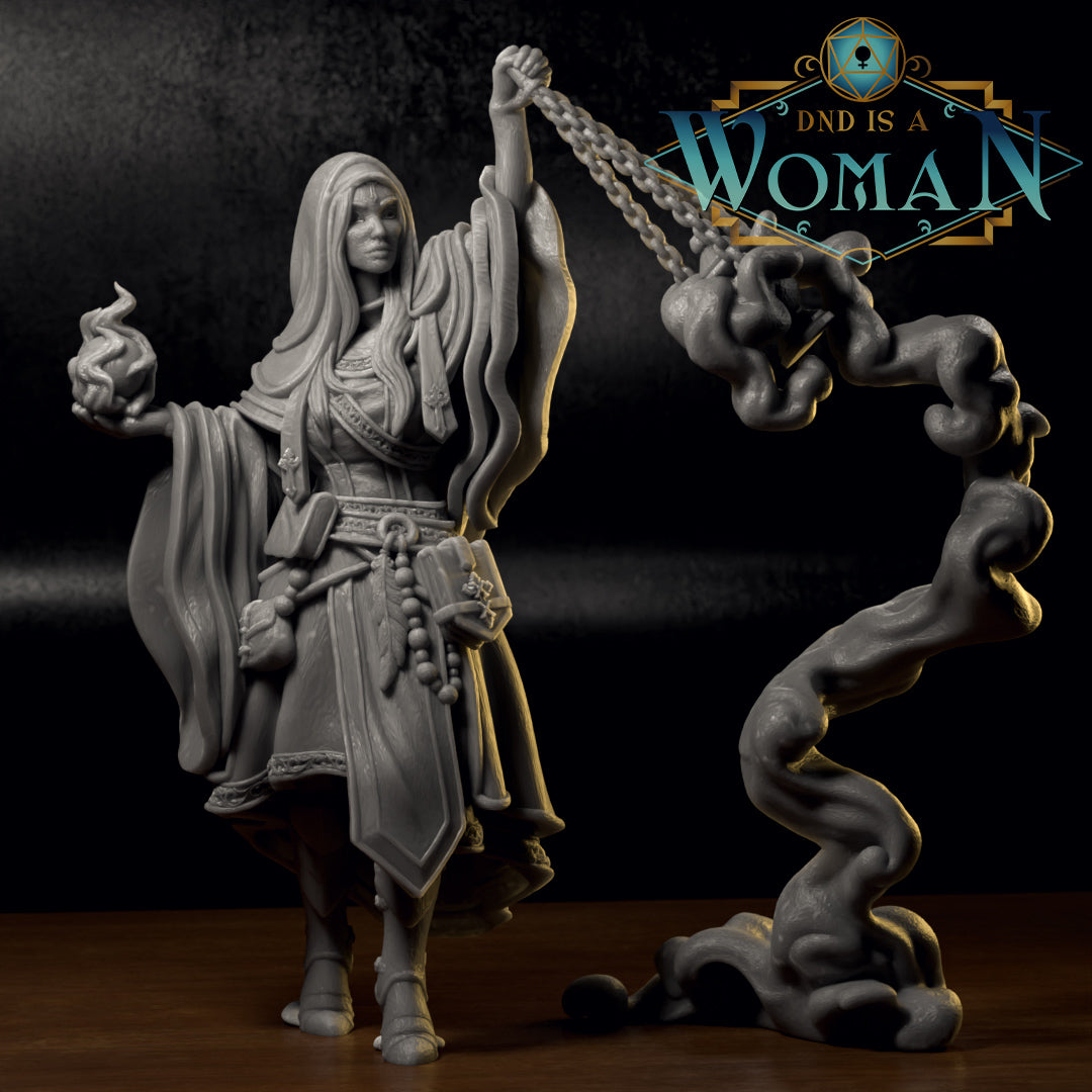 Changeling Cleric Rin | D&D TTRPG Miniature | DnD Is A Woman | NO BASE