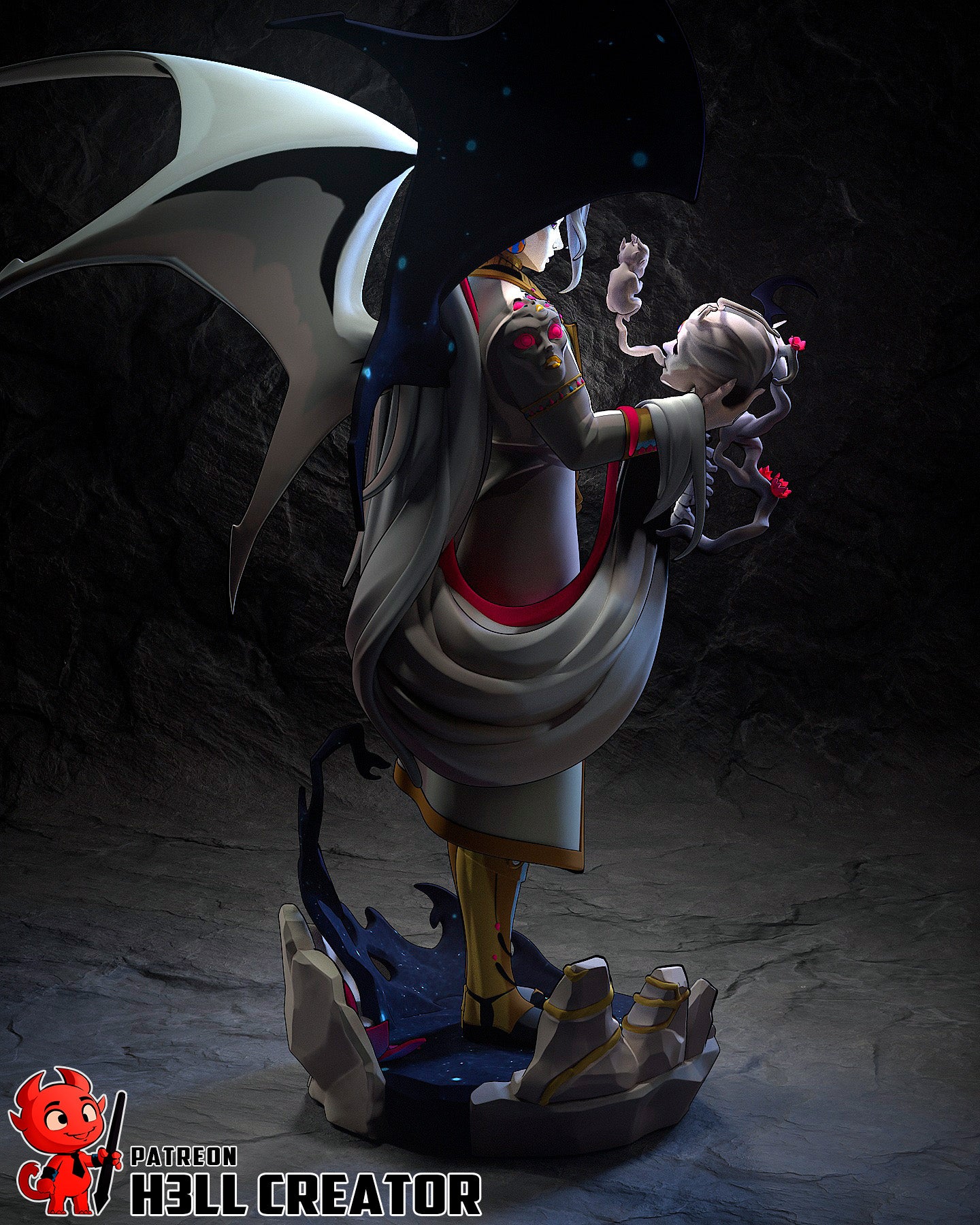 Resin garage kit figure of Chaos, The Infinite Void by Tattles Told 3D, displayed with detailed sculpting and dark, cosmic-themed design