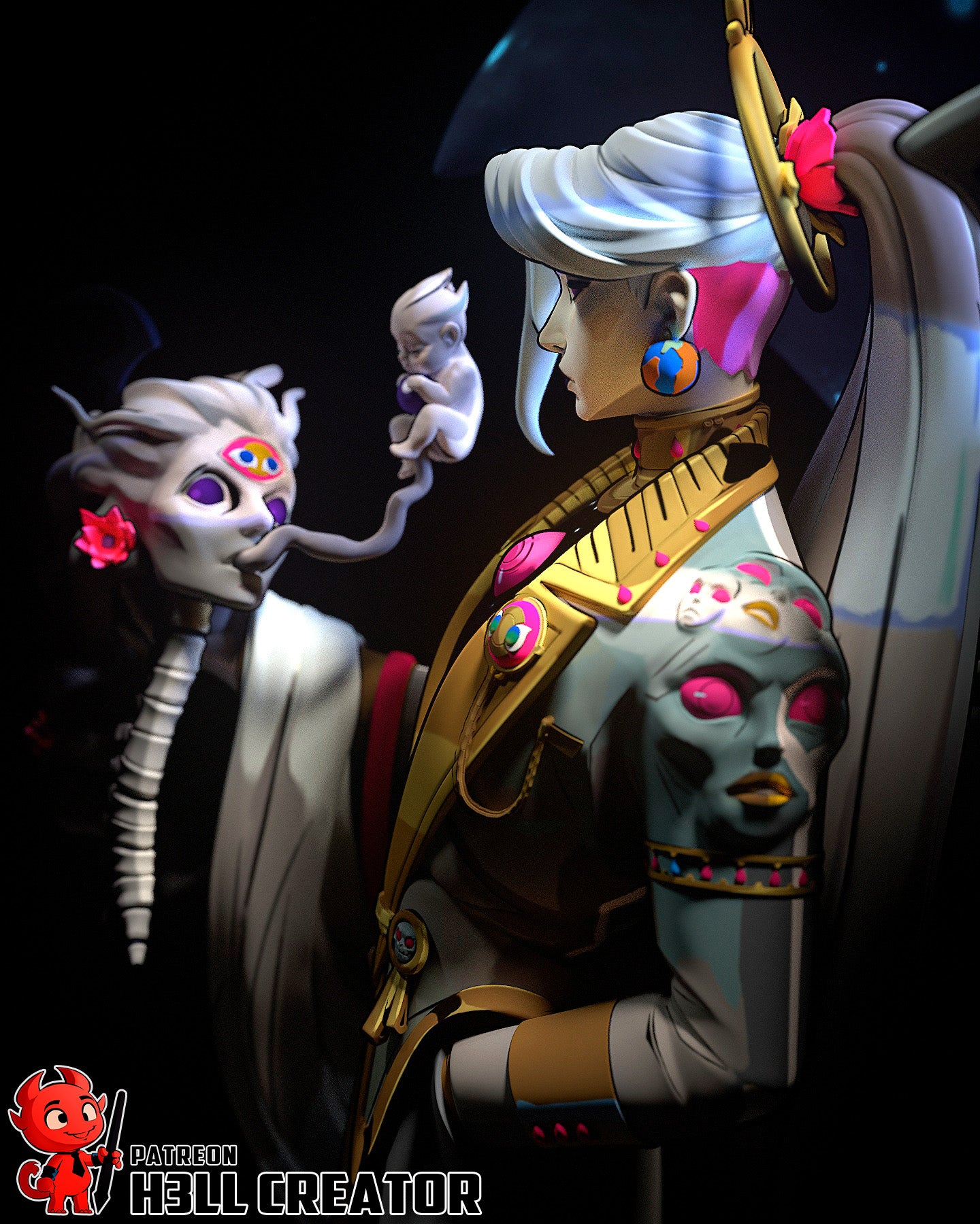 Resin garage kit figure of Chaos, The Infinite Void by Tattles Told 3D, featuring detailed sculpting of a dark, abstract character.