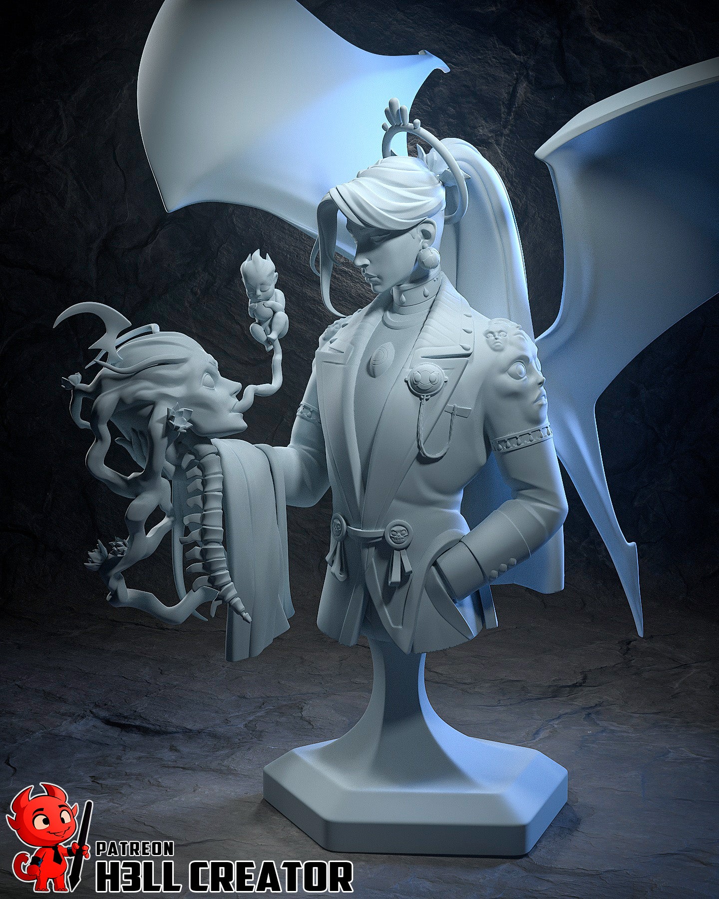 Resin garage kit figure of Chaos, The Infinite Void by Tattles Told 3D, featuring intricate design and dark, cosmic details.