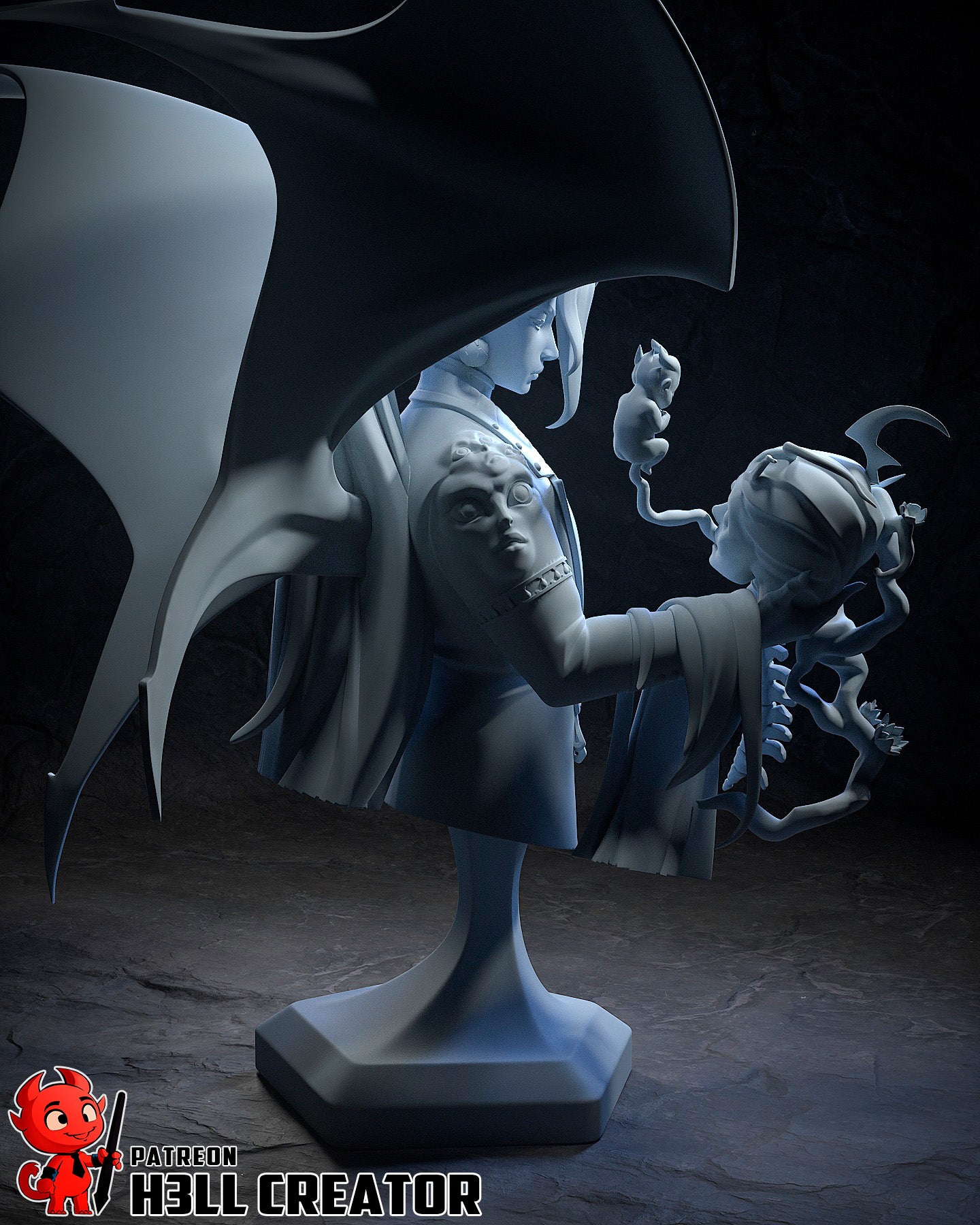 Resin garage kit figure titled Chaos, The Infinite Void by Tattles Told 3D, featuring a detailed, dark fantasy-inspired character pose.