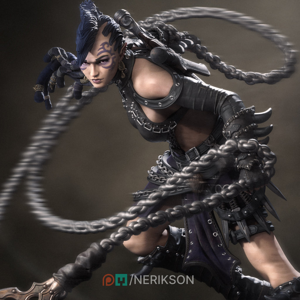 Zestari the Shadarkai Chain Warrior | Garage Resin Kit Statue | D&D TTRPG Fantasy | Nerikson