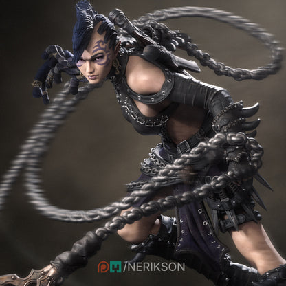 Zestari the Shadarkai Chain Warrior | Garage Resin Kit Statue | D&D TTRPG Fantasy | Nerikson