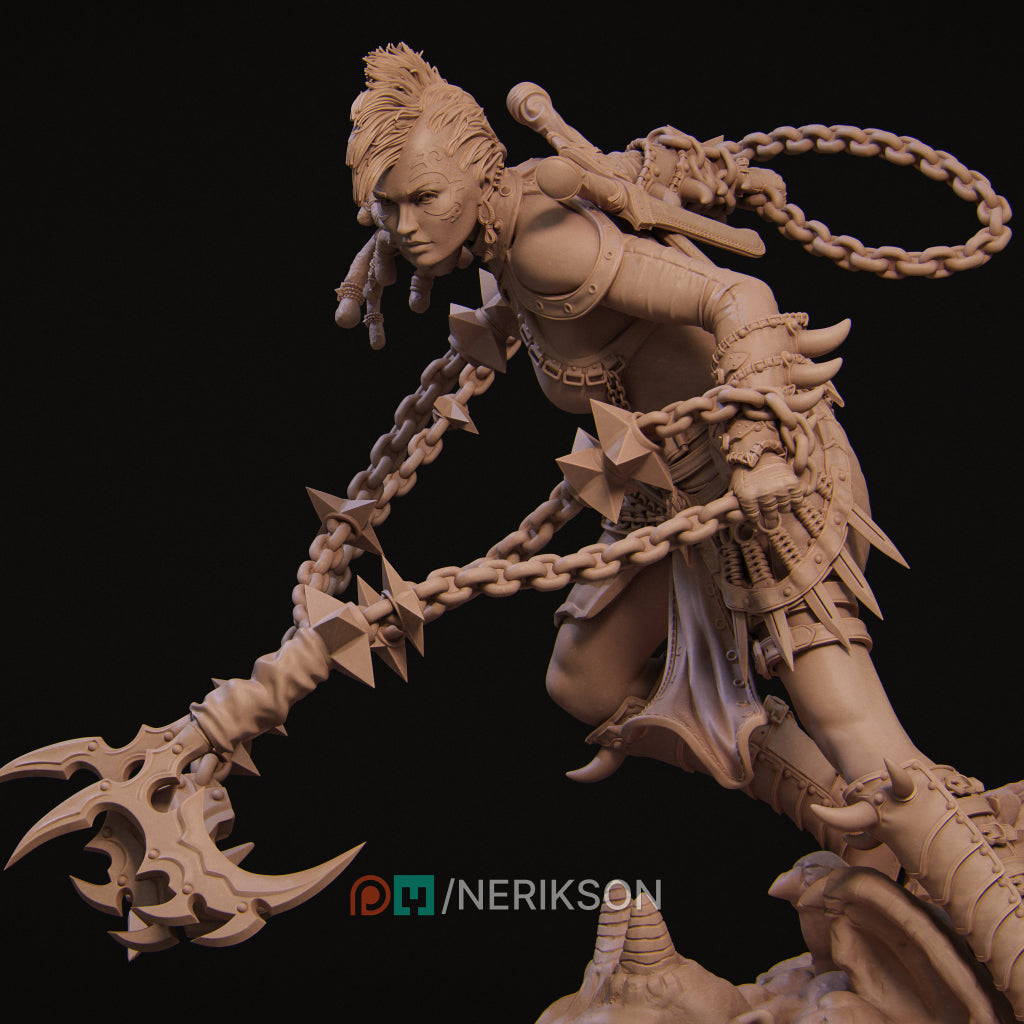 Zestari the Shadarkai Chain Warrior | Garage Resin Kit Statue | D&D TTRPG Fantasy | Nerikson