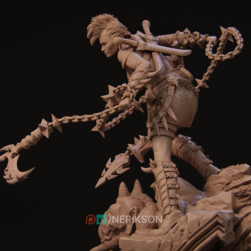 Zestari the Shadarkai Chain Warrior | Garage Resin Kit Statue | D&D TTRPG Fantasy | Nerikson