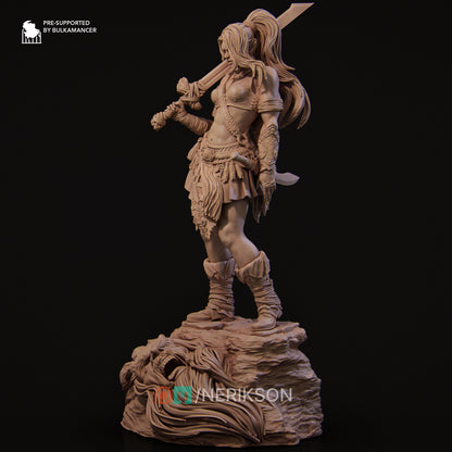 Lia The Barbarian Mercenary vs. The Stone Giant | Garage Resin Kit Statue | D&D TTRPG Fantasy | Nerikson