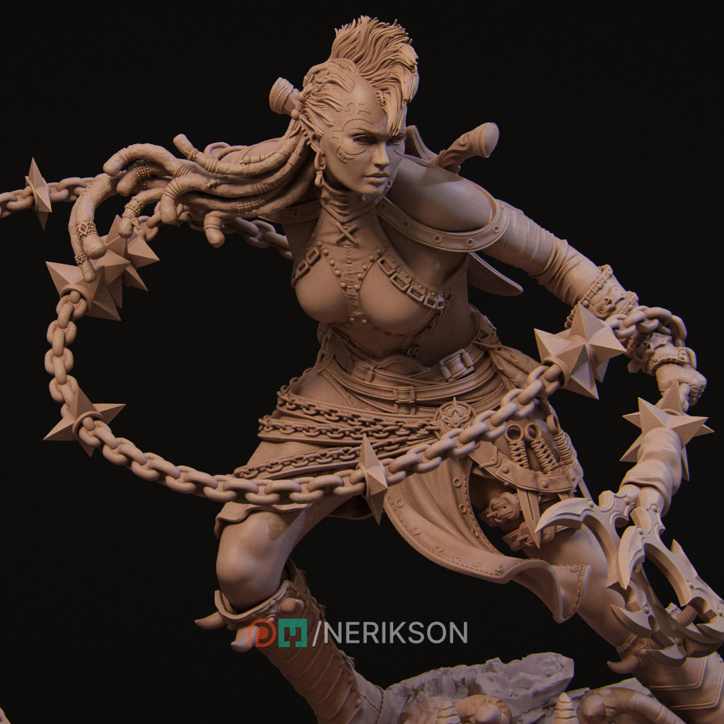 Zestari the Shadarkai Chain Warrior | Garage Resin Kit Statue | D&D TTRPG Fantasy | Nerikson