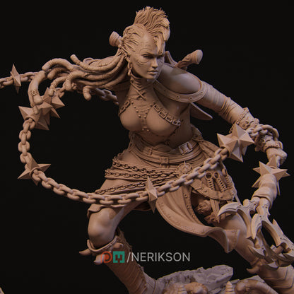 Zestari the Shadarkai Chain Warrior | Garage Resin Kit Statue | D&D TTRPG Fantasy | Nerikson