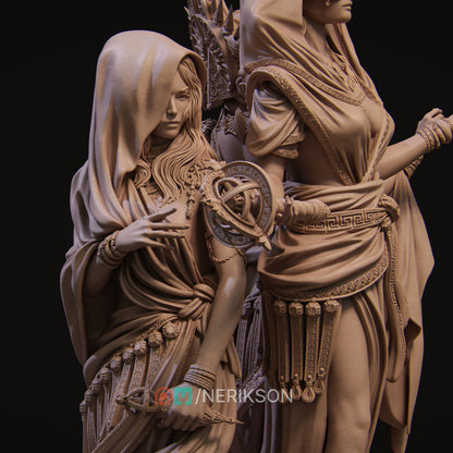 The Moirai, The Fates, Diorama | Garage Resin Kit Statue | D&D TTRPG Fantasy | Nerikson