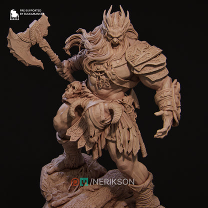 Lia The Barbarian Mercenary vs. The Stone Giant | Garage Resin Kit Statue | D&D TTRPG Fantasy | Nerikson