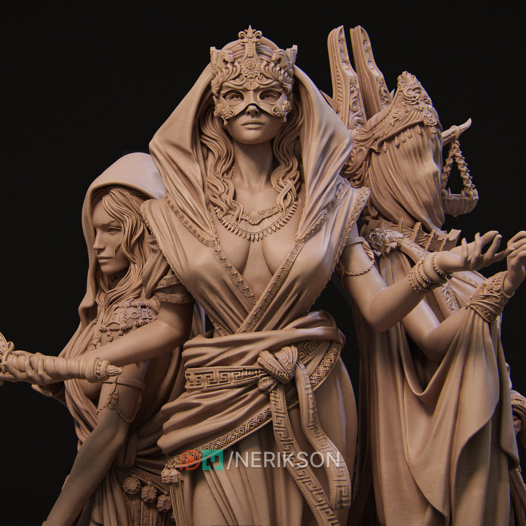 The Moirai, The Fates, Diorama | Garage Resin Kit Statue | D&D TTRPG Fantasy | Nerikson