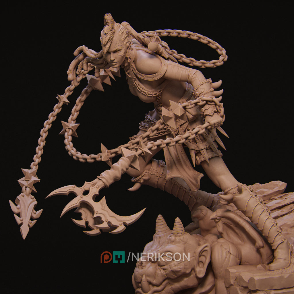 Zestari the Shadarkai Chain Warrior | Garage Resin Kit Statue | D&D TTRPG Fantasy | Nerikson