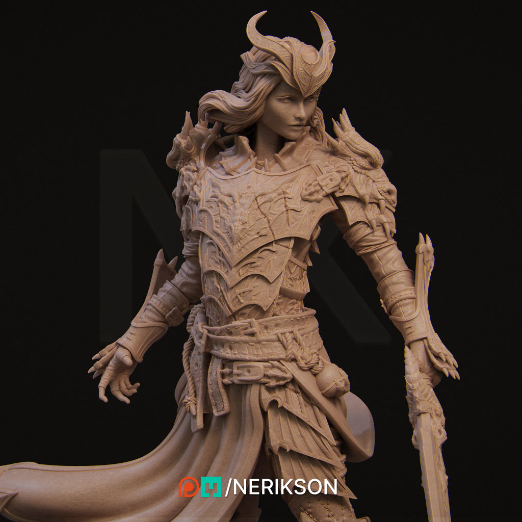 Aleehra the Dragon Knight | Garage Resin Kit Statue | D&D TTRPG Fantasy Miniature | Nerikson