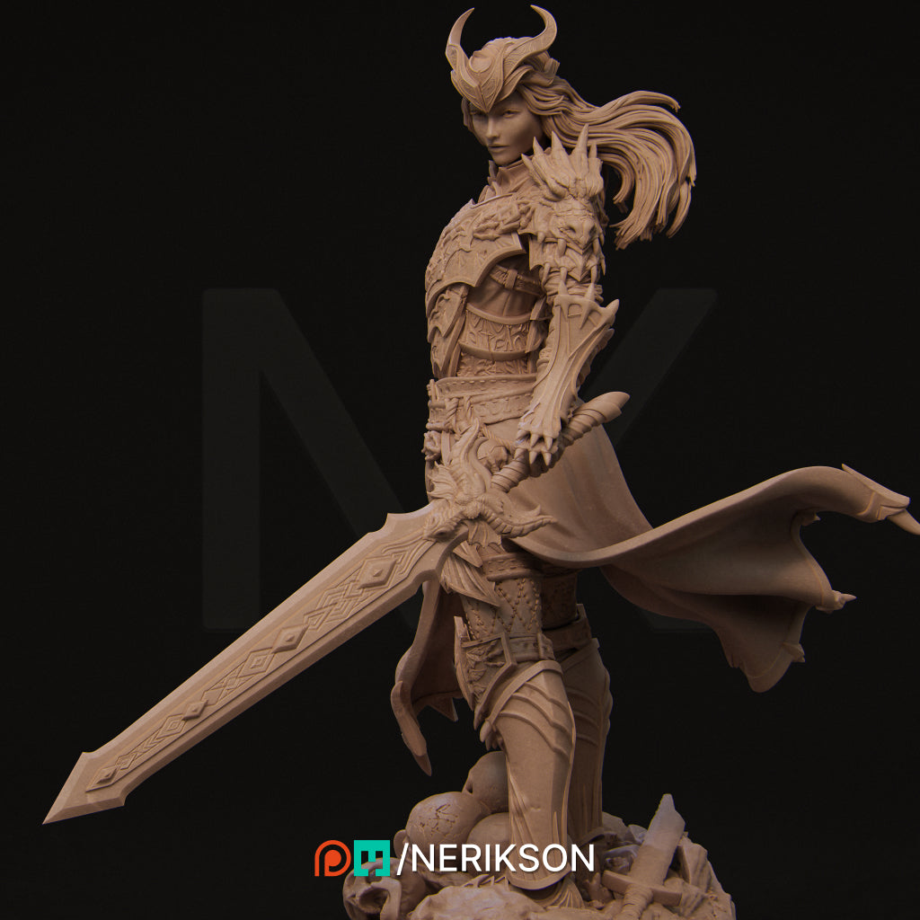 Aleehra the Dragon Knight | Garage Resin Kit Statue | D&D TTRPG Fantasy Miniature | Nerikson