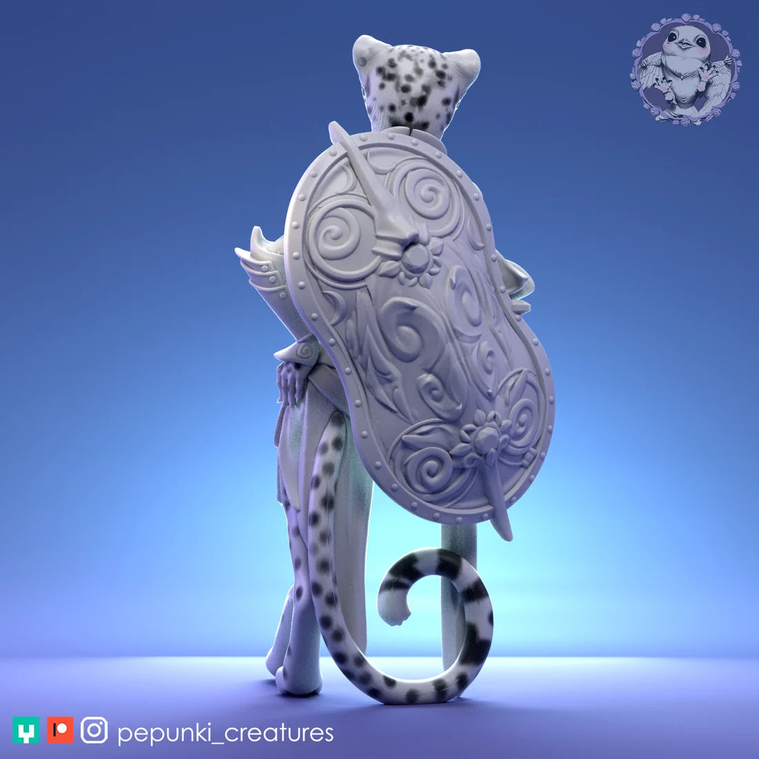Cheetah Paladin | Tabletop or Display Scale | D&D Humblewood TTRPG Miniature | Pepunki Creatures