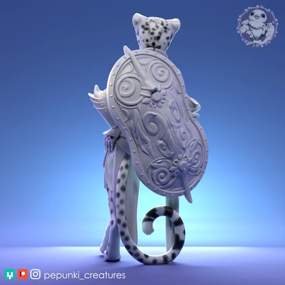 Cheetah Paladin | Tabletop or Display Scale | D&D Humblewood TTRPG Miniature | Pepunki Creatures