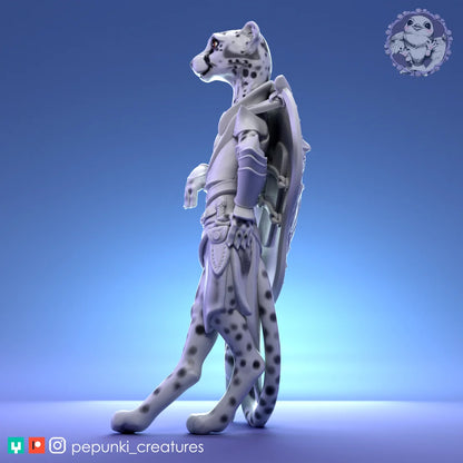 Cheetah Paladin | Tabletop or Display Scale | D&D Humblewood TTRPG Miniature | Pepunki Creatures