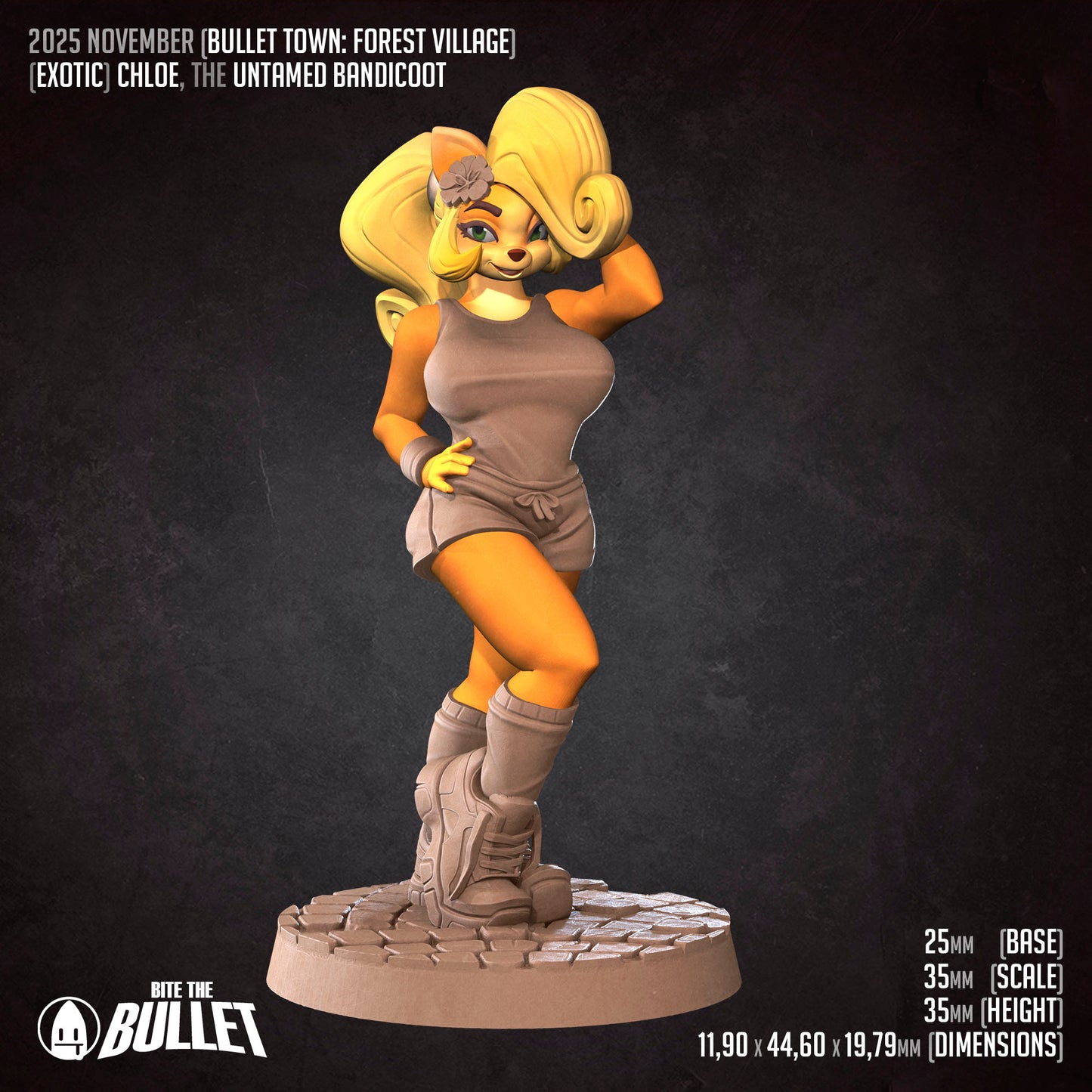 Exotic Untamed Bandicoot | Pinup SFW NSFW Versions | Tabletop Gaming Scale Resin Miniature | Bite the Bullet