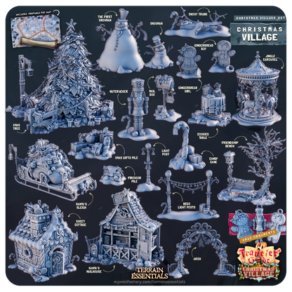Christmas Xmas Village Set | TTRPG Scatter Diorama Dollhouse Miniature | Terrain Essentials