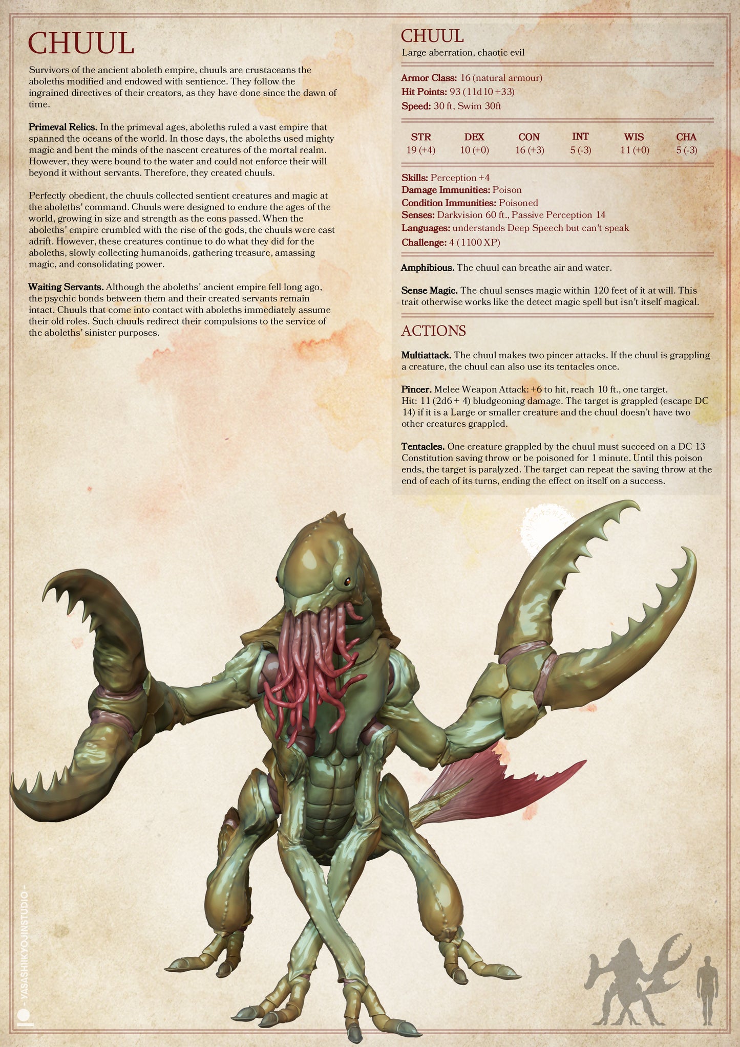 Chuul | D&D TTRPG Monster Miniature | Yasashii Kyojin Studio