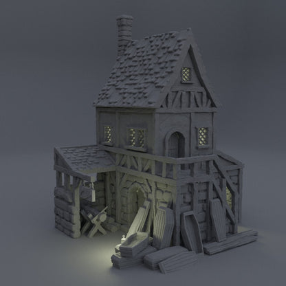 Coffin Maker | 28mm Scale | D&D TTRPG Playable 3D Printed Building Terrain Scenery | MiniatureLand