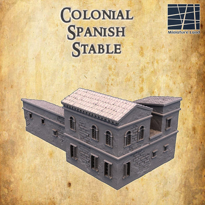 Colonial Spanish Stable | 28mm Scale Model Terrain | D&D TTRPG Playable 3D Printed Building | MiniatureLand