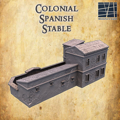 Colonial Spanish Stable | 28mm Scale Model Terrain | D&D TTRPG Playable 3D Printed Building | MiniatureLand