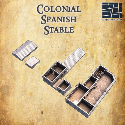 Colonial Spanish Stable | 28mm Scale Model Terrain | D&D TTRPG Playable 3D Printed Building | MiniatureLand