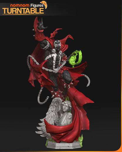Colored resin garage kit figure of Infernal Antihero by Tattles Told 3D, detailed fan art model from Nomnom Figures.