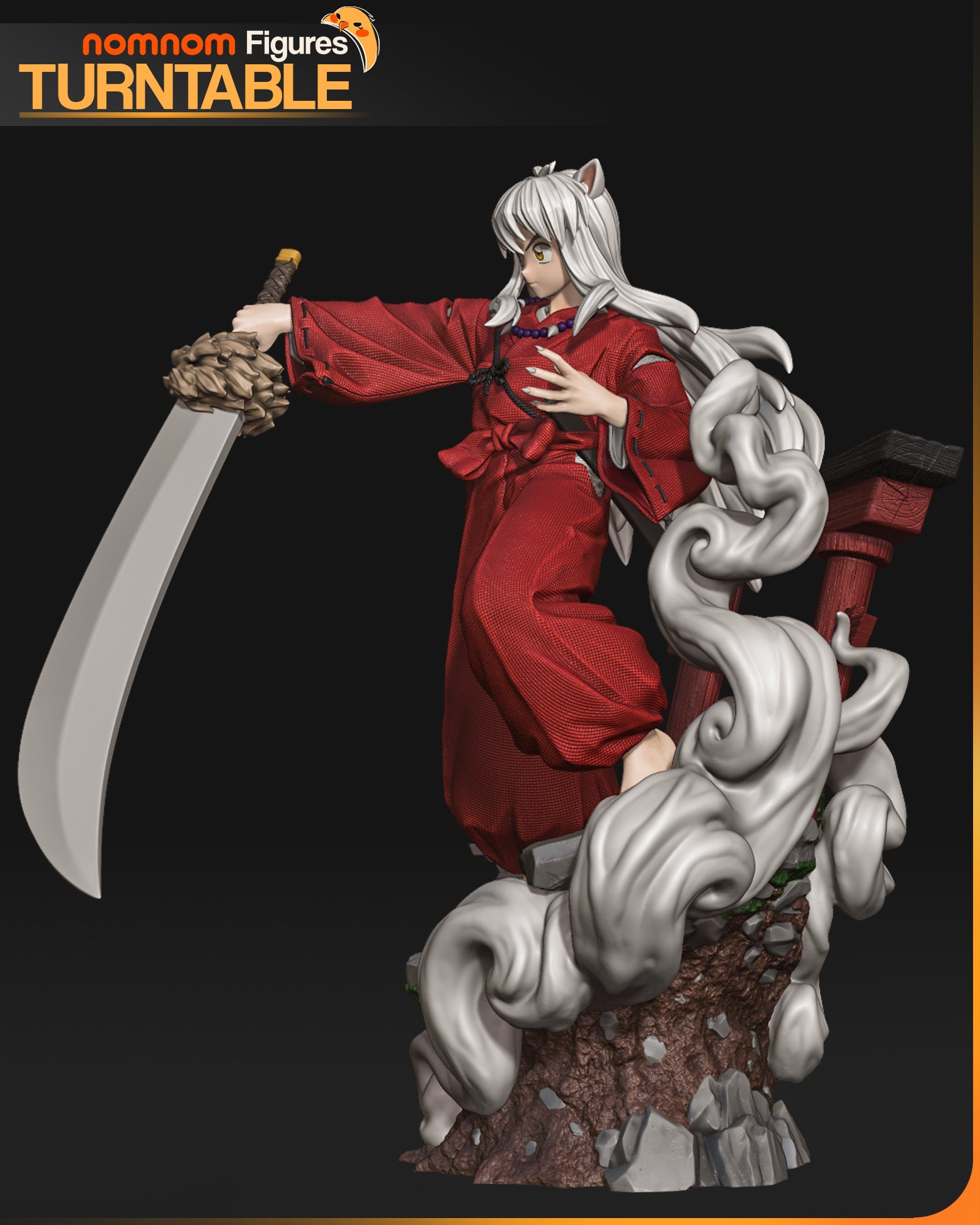 Colored resin garage kit figure of a half demon dog by Tattles Told 3D, showcasing detailed fan art design.