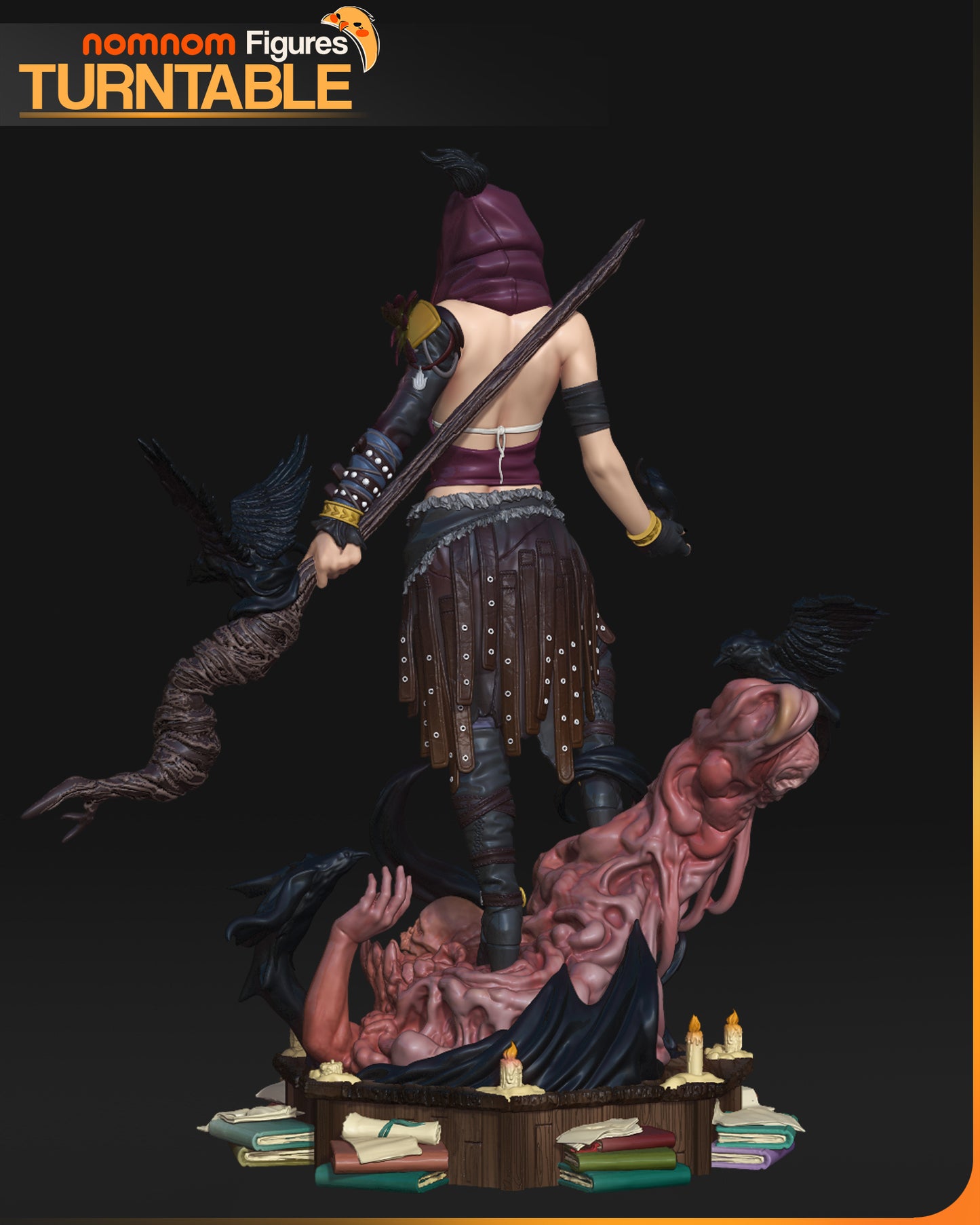 Colorful Wilderness Witch resin garage kit figure by Nomnom Figures, featuring detailed fan art design from Tattles Told 3D.