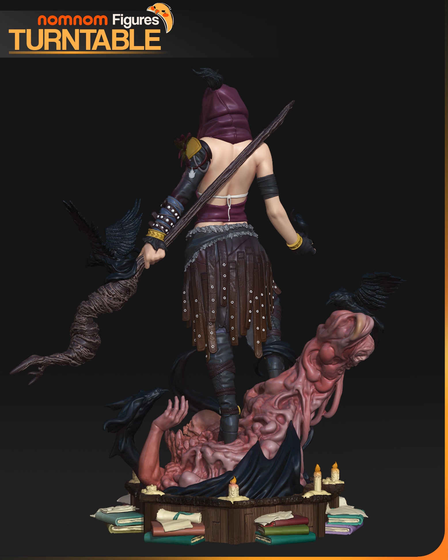 Colorful Wilderness Witch resin garage kit figure by Nomnom Figures, featuring detailed fan art design from Tattles Told 3D.