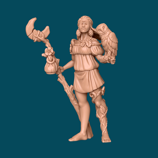 Conifer, a Cyclops Druid miniature from Tattles Told 3D, featuring a large one-eyed cyclops druid with a staff and natural attire.
