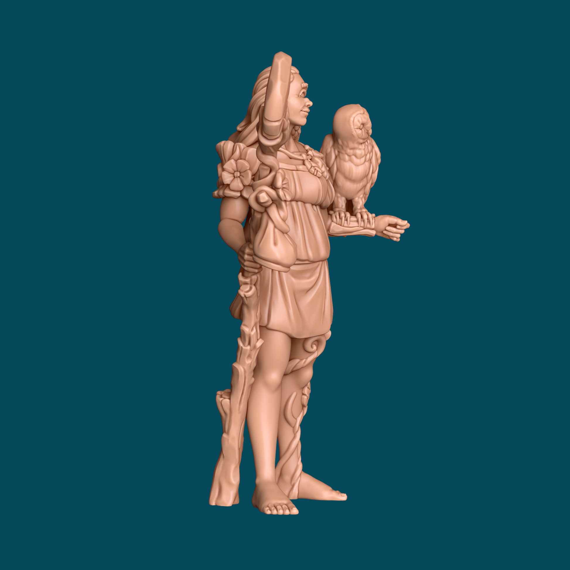 Conifer Cyclops Druid miniature by Tattles Told 3D, detailed fantasy TTRPG D&D miniature featuring a lone cyclops druid character.