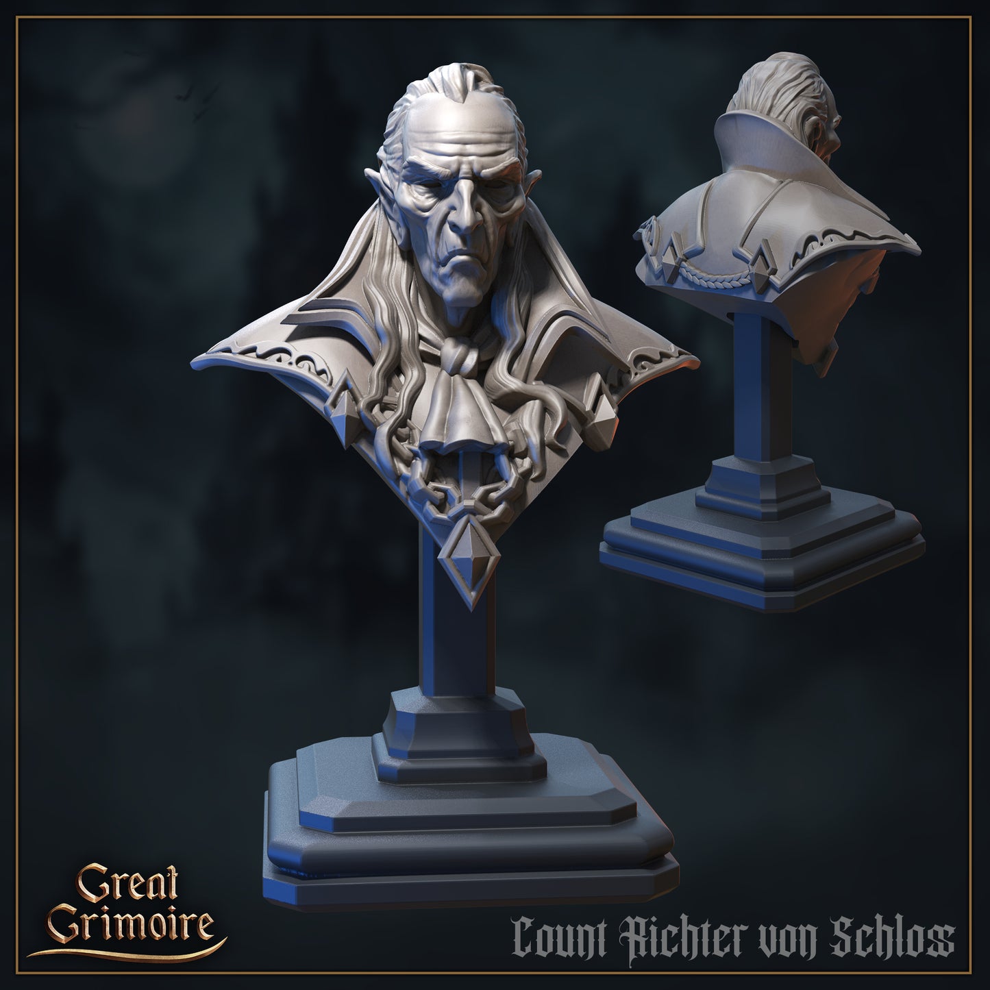 Count Richter von Schloss, Vampire Noble | Cursed in Stone | D&D Tabletop Miniature | Great Grimoire