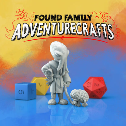 Cozy Mind Flayer Walkies Time with Cute Brain Puppy | Gaming Miniature TTRPG D&D | Found Family Adventurecrafts