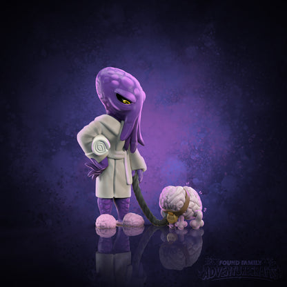 Cozy Mind Flayer Walkies Time with Cute Brain Puppy | Gaming Miniature TTRPG D&D | Found Family Adventurecrafts