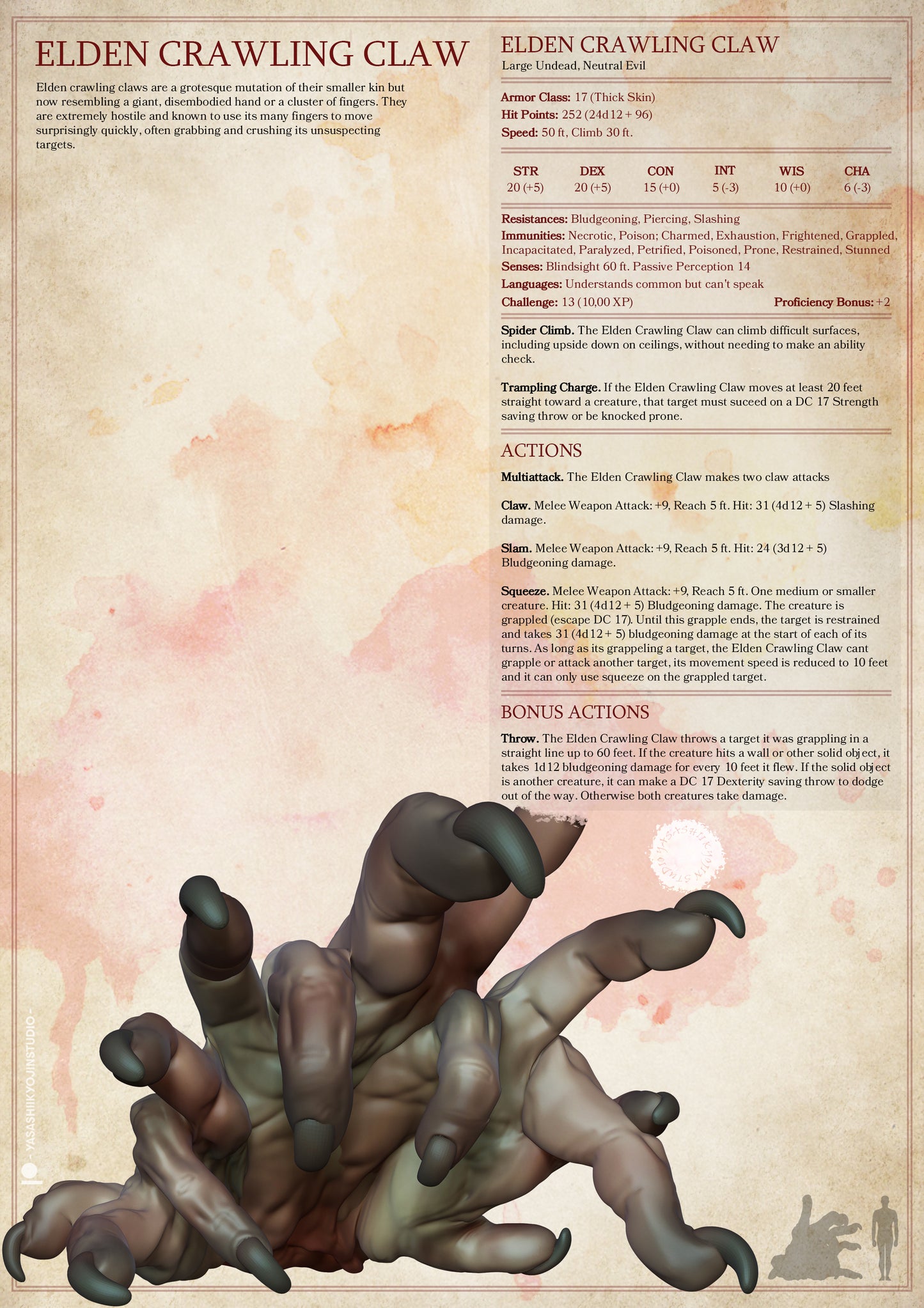 Crawling Claw | TTRPG Monster Miniature | Yasashii Kyojin Studio
