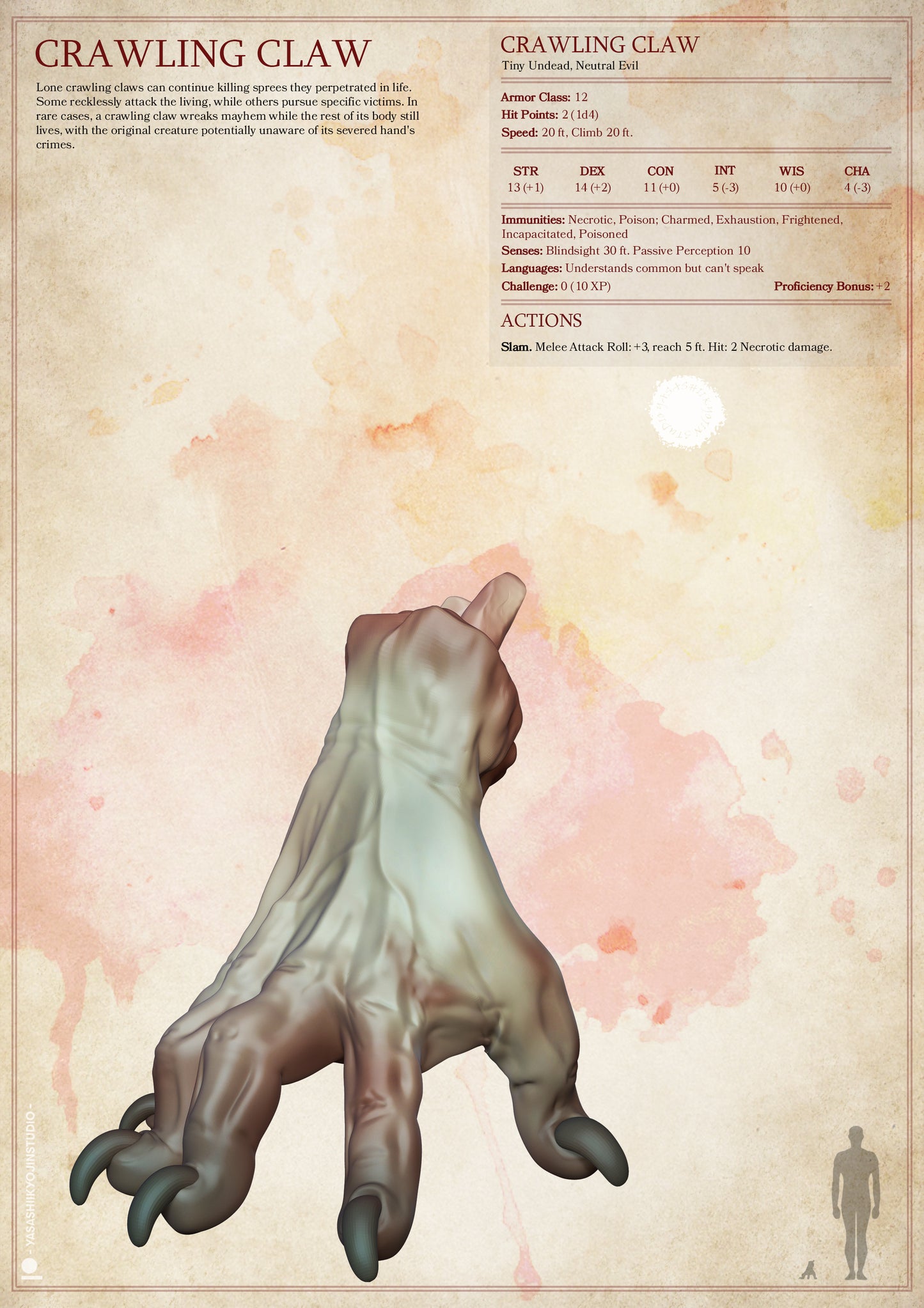 Crawling Claw | TTRPG Monster Miniature | Yasashii Kyojin Studio