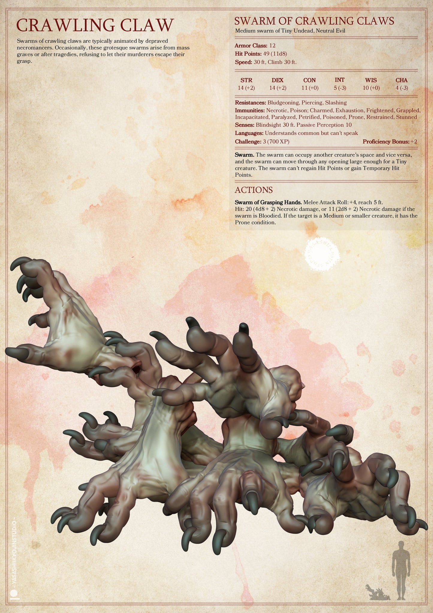 Crawling Claw | TTRPG Monster Miniature | Yasashii Kyojin Studio